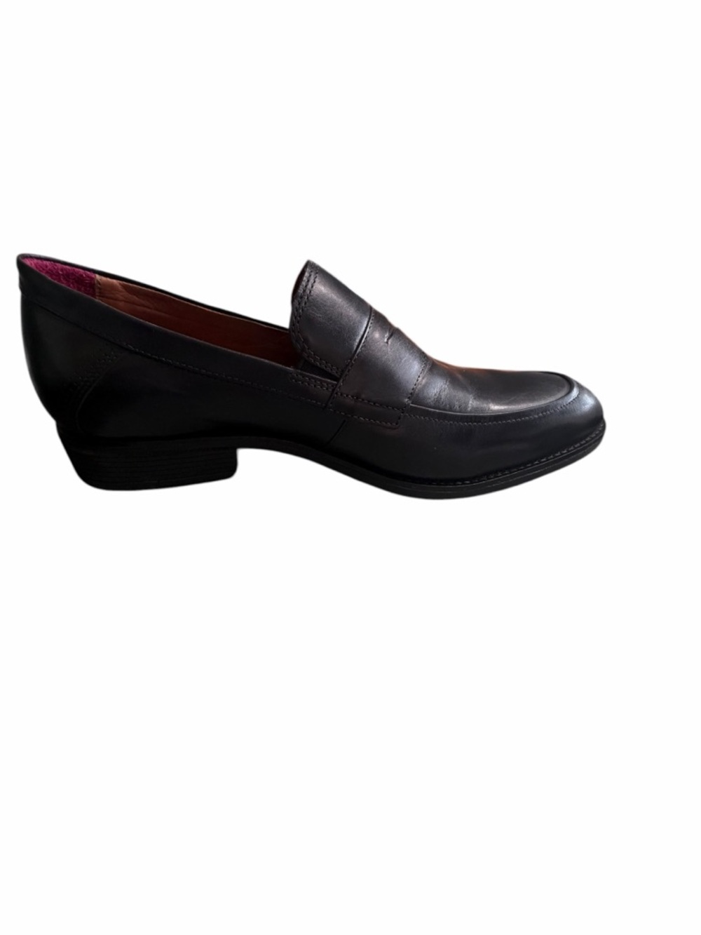 Johnston & Murphy Black Leather Penny Loafers with Pink Lining - Picture 2 of 9
